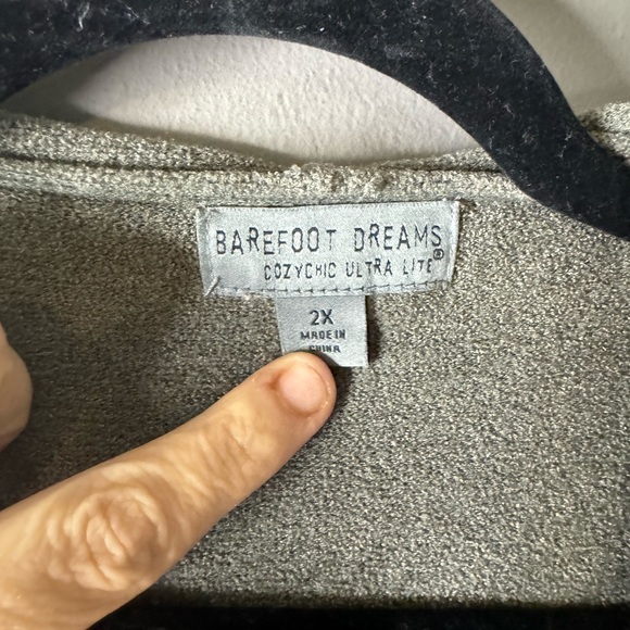 Barefoot Dreams Cozy Chic Lite oatmeal brown Open Front Hooded Cardigan size 2X - Picture 3 of 6